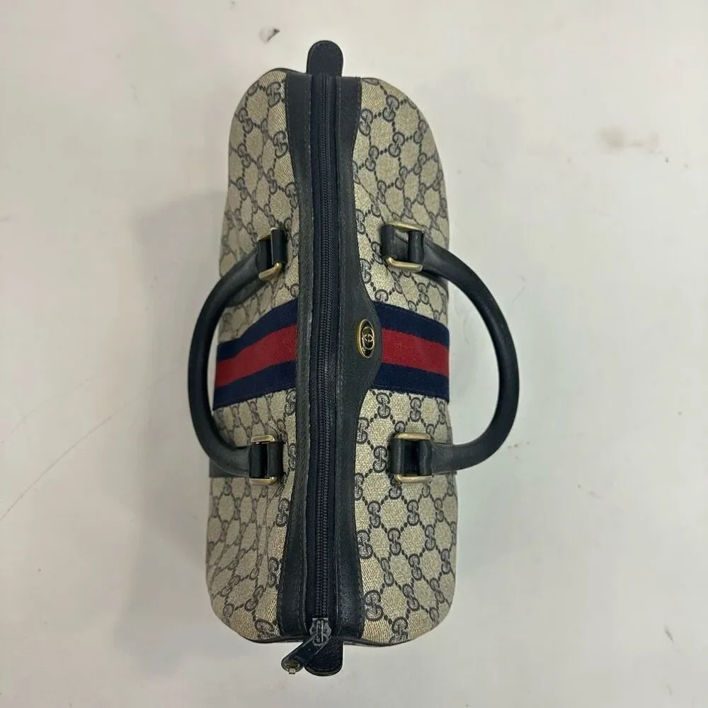 Vintage Gucci Sherry Line Navy Blue Boston Bag - Picture 7 of 16